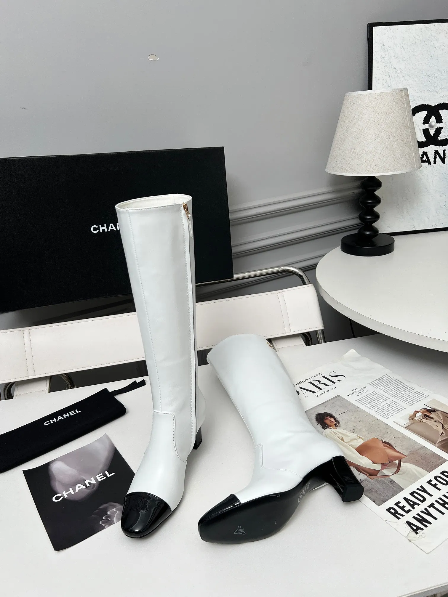 👟👟Ex-factory price 700👟👟 Genuine leather sole +30 Chanel/Chanel double C high-heeled fashion boots, fabric: Xiaoxiang special cowhide:, lining: sheepskin; color: black, white; apricot; code number: 5-40 (customized 41, non-refundable), 16-inch high boots
